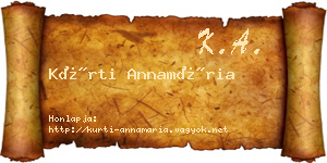 Kürti Annamária névjegykártya