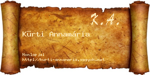 Kürti Annamária névjegykártya